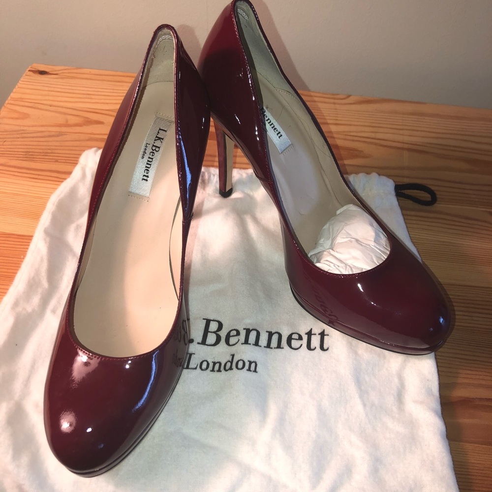 BN LK Bennett Red Wine heels Sz 40